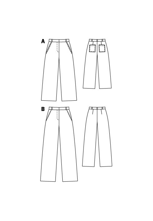 Викрійка Брюки прямого крою з креп-сатину (Burda 3/2012, № викрійки 112 B)