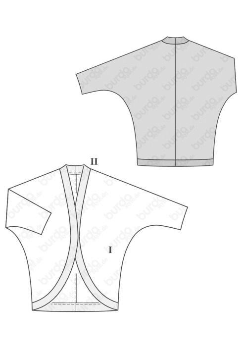 Выкройка Кардиган простого кроя из вязаного полотна (Burda 2/2016, № выкройки 6588 A)