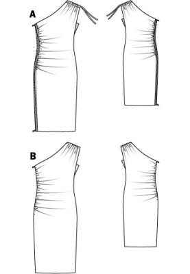 Pattern Dress with draperies and a zipper in the side seam (Burda 1/2012, pattern number 110 A)