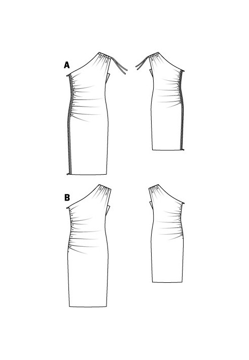 Pattern Dress with draperies and a zipper in the side seam (Burda 1/2012, pattern number 110 A)