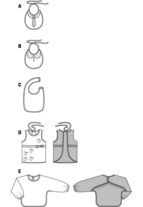 Выкройка Нагрудник-рубашка для малышей (Burda 2/2015, № выкройки 9395 E)