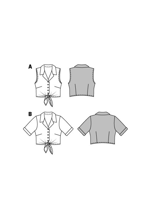 Выкройка Блузка рубашечного кроя без рукавов (Burda 1/2014, № выкройки 6924 A)