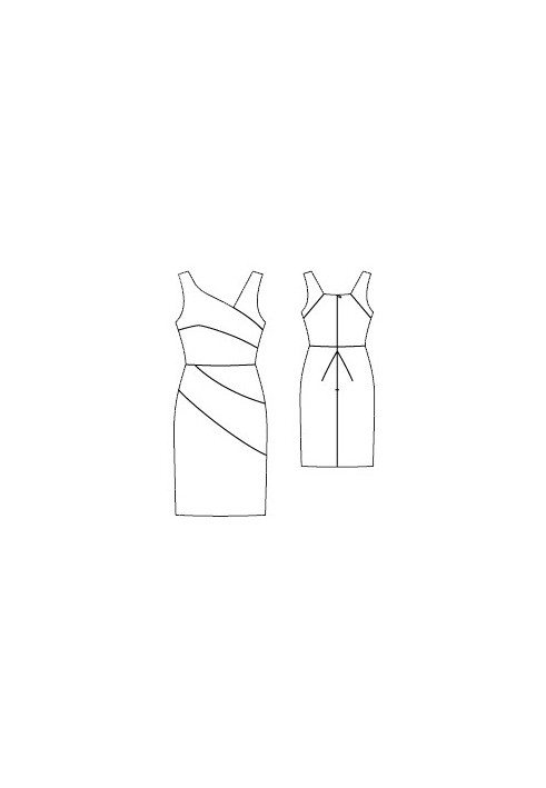 Pattern Sheath dress with curved relief seams (Burda 4/2016, pattern number 119 A)