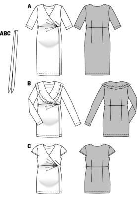 Выкройка Блузка трикотажная с запахом для беременных (Burda 1/2014, № выкройки 6957 C)