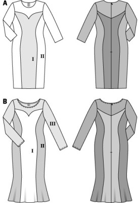 Викрійка Сукня вечірня з клинами годе (Burda 2/2014, № викрійки 6864 B)