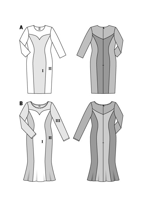 Викрійка Сукня вечірня з клинами годе (Burda 2/2014, № викрійки 6864 B)