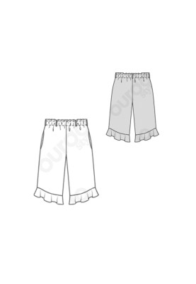 Pattern Culottes with frills and cord belt (Burda 1/2020, pattern number 9302 B)