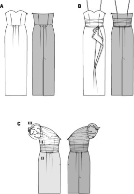 Выкройка Платье-бюстье вечернее на тонких бретелях (Burda 1/2014, № выкройки 6939 B)