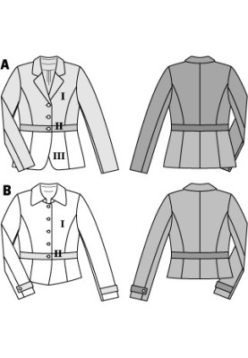 Pattern Jacket of a fitted silhouette combined from different fabrics (Burda 2/2014, pattern number 6842 A)