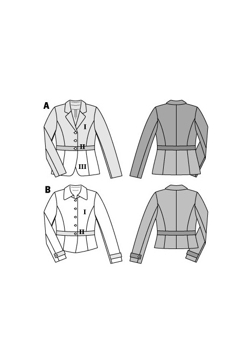 Pattern Jacket of a fitted silhouette combined from different fabrics (Burda 2/2014, pattern number 6842 A)