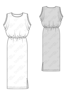 Pattern Knitted maxi dress with an original bodice (Burda 1/2018, pattern number 6414 A)