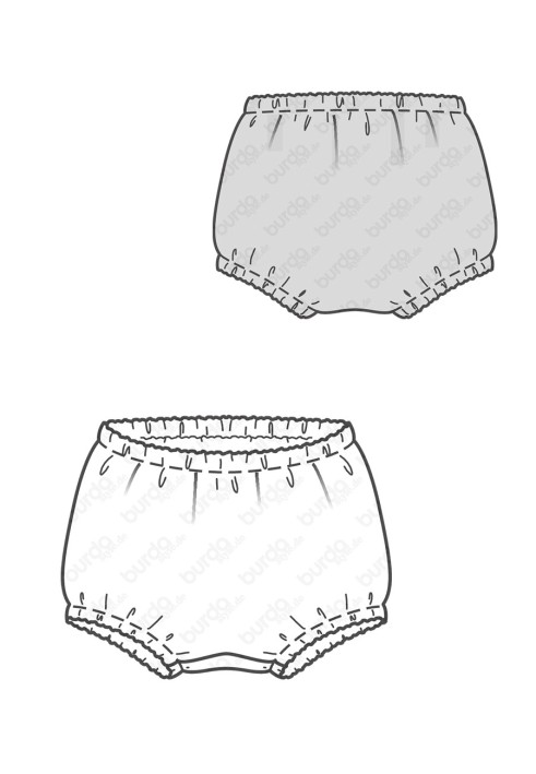 Pattern for children's wide-cut panties (Burda 1/2018, pattern number 9338 C)