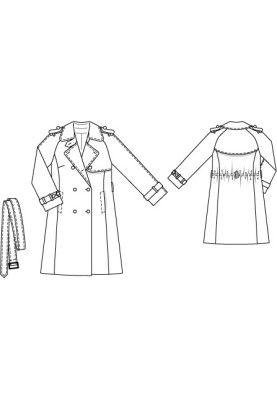 Double-breasted gabardine trench coat pattern (Burda 9/2010, pattern number 132)