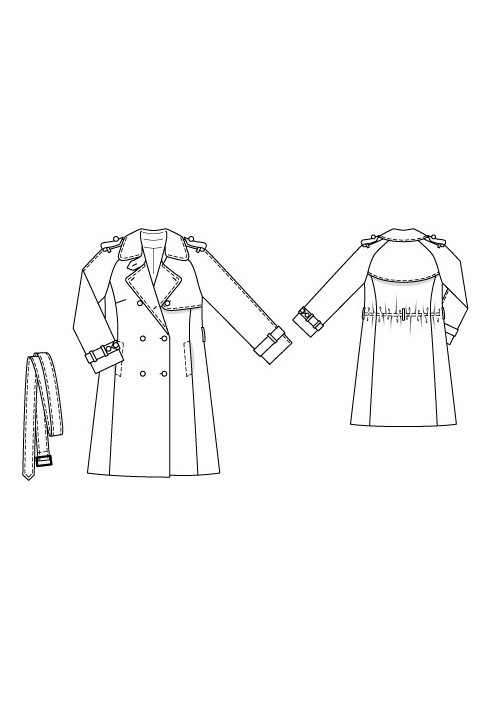 Double-breasted gabardine trench coat pattern (Burda 9/2010, pattern number 132)