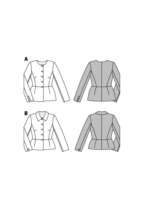 Pattern Single-breasted jacket with basque (Burda 1/2014, pattern number 6901 A)