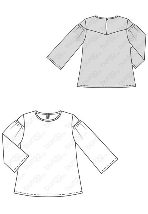 Pattern Blouse of a flared silhouette with wide sleeves (Burda 2/2019, pattern number 6262 A)