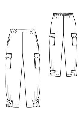 Pattern Cargo pants with an elastic waistband (Burda 1/2020, pattern number 126)