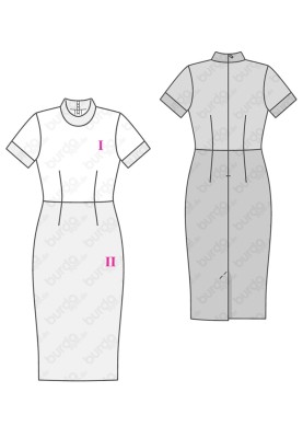 Pattern Sheath dress with contrasting skirt (Burda 2/2019, pattern number 6267 B)