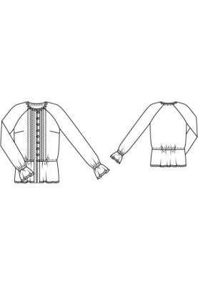 Викрійка Блузка сорочкового крою з рукавами реглан (Burda 8/2012, № викрійки 128)