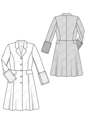 Pattern Cut-off coat with fur lapels on the sleeves (Burda 2/2016, pattern number 6570 A)