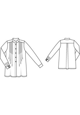 Pattern Blouse-shirt with pleats and stand-up collar (Burda 4/2010, pattern number 110 B)