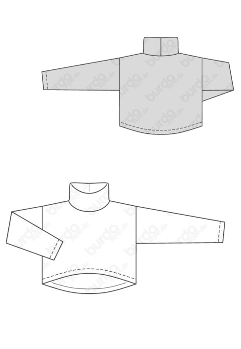 Short pullover pattern with a high stand-up collar (Burda 2/2017, pattern number 6476 A)