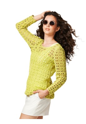 Openwork knitted pullover pattern (Burda 1/2014, pattern number 6923 A)