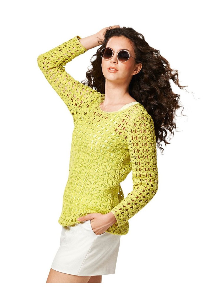 Openwork knitted pullover pattern (Burda 1/2014, pattern number 6923 A)