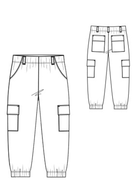 Cargo pants with patch pockets pattern (I love to sew 1/2019, pattern number 126)