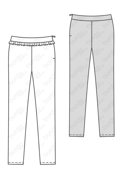 Pattern Narrow knitted trousers with a frill on the waist (Burda 2/2019, pattern number 6251 A)