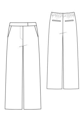 Pattern Straight-cut trousers with an elastic waistband (I love to sew 3/2019, pattern number 121)