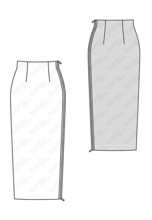 Pattern Narrow cut skirt with high waist (Burda 2/2017, pattern number 6467 A)