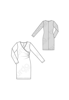 Pattern Knitted dress with a smell and drapes in the side seam (Burda 1/2020, pattern number 6211 A)