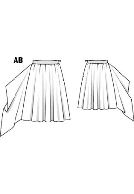 Выкройка Юбка А-силуэта с асимметричным воланом (Burda 12/2012, № выкройки 128 A)