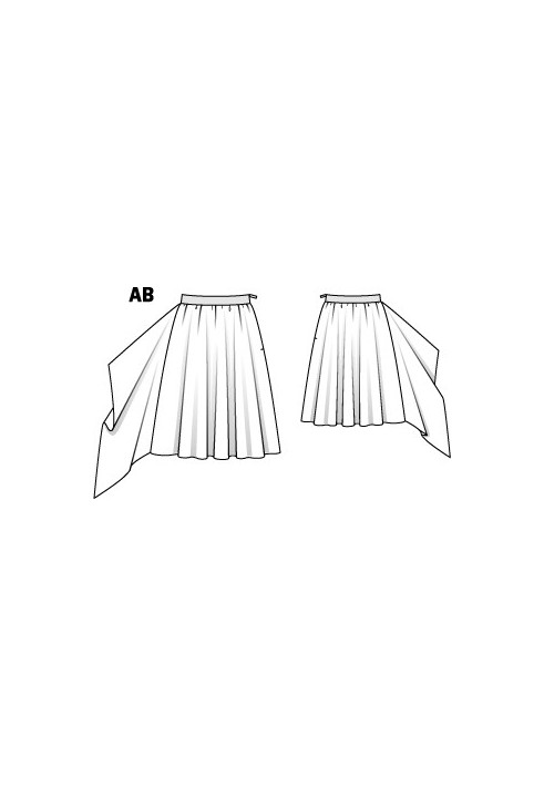 Выкройка Юбка А-силуэта с асимметричным воланом (Burda 12/2012, № выкройки 128 A)