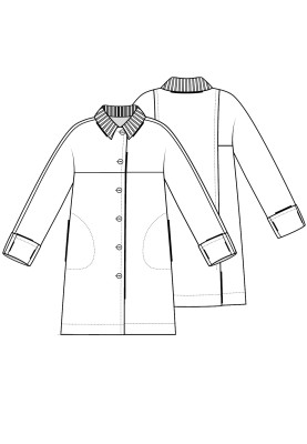 Pattern Unlined coat with knitted collar (I love to sew 1/2021, pattern no. 1 A)