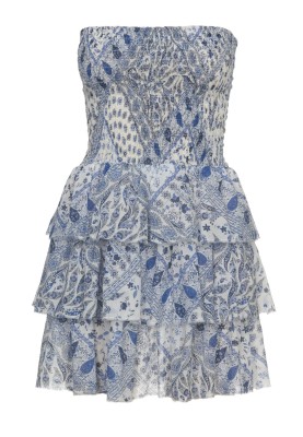 Pattern Bandeau dress with a cascade of frills on the skirt (Burda 5/2011, pattern number 115)