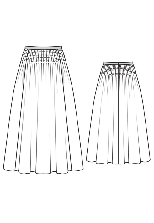 Pattern Midi skirt with puffs (Burda 5/2014, pattern number 119 B)