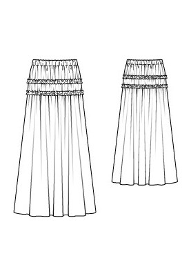 Pattern Maxi skirt with ruffles (Burda 1/2012, pattern number 117)