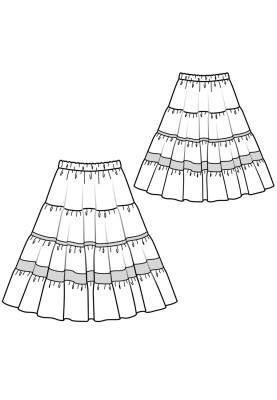 Pattern Multi-tiered maxi skirt (Burda 6/2018, pattern number 134)