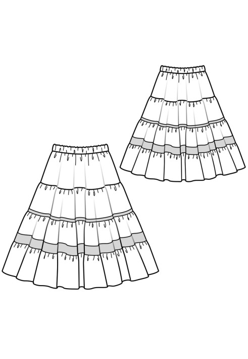 Pattern Multi-tiered maxi skirt (Burda 6/2018, pattern number 134)