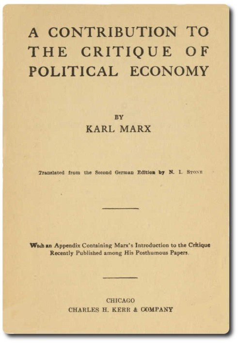 A Contribution to the Critique of Political Economy