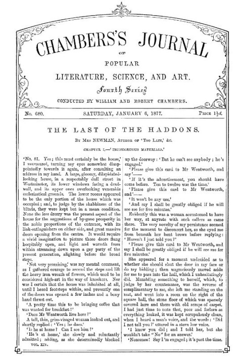 Журнал популярной литературы, науки и искусства Чемберса, № 680, 6 января 1877 г.