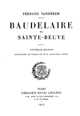 Baudelaire and Sainte-Beuve