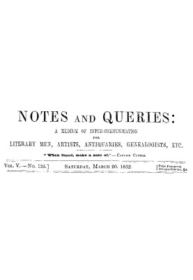 Примечания и вопросы, Vol. V, номер 125, 20 марта 1852 г. Средство общения литераторов, художников, антикваров, специалистов по 