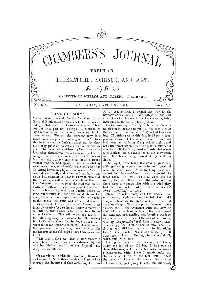 Chambers's Journal of Popular Literature, Science, and Art, No. 692 March 31, 1877