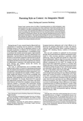 Parenting style as context: An integrative model.