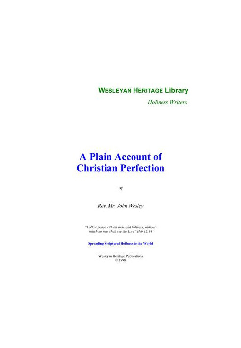A Plain Account Of Christian Perfection