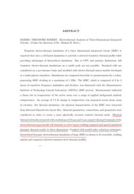 Electrothermal Analysis of Three-Dimensional Integrated Circuits.