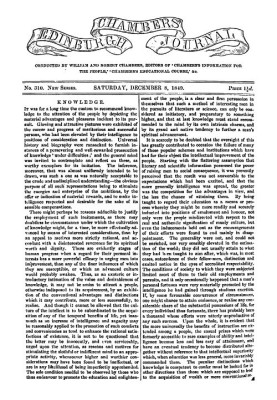 Chambers's Edinburgh Journal, No. 309 New Series, Saturday, December 8, 1849
